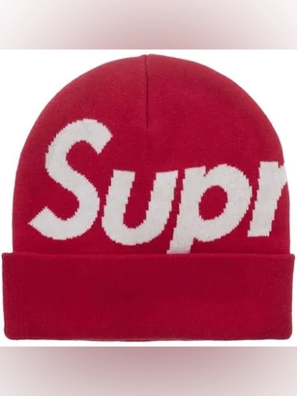 Supreme Red Knit Logo Beanie for Kids